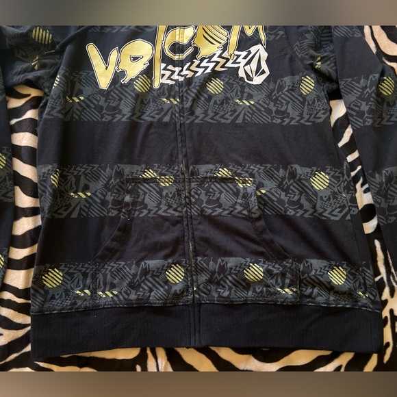 Volcom Lightweight Cotton Hoodie Black/Grey/Yellow - Y2K/Surf/Skate - Juniors XL - Picture 12 of 15
